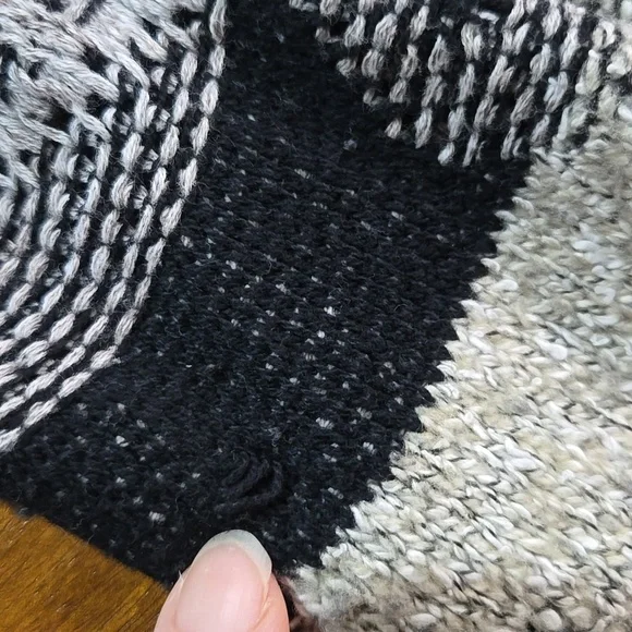 Lucky Brand Black & Cream Southwestern Open Cardigan Sweater Size Large - Picture 7 of 9